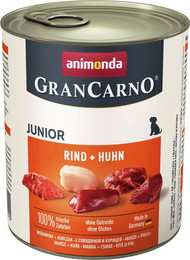 Produktbild von animonda Gran Carno Junior 800g Dose Hundenassfutter Sparpaket 12 x 800 Gramm Rind + Huhn