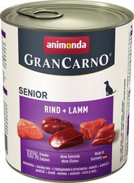 Produktbild von animonda Gran Carno Senior 800g Dose Hundenassfutter Sparpaket 12 x 800 Gramm Rind + Lamm