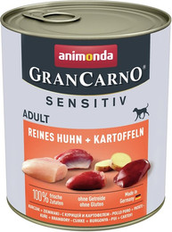 Produktbild von animonda Gran Carno Sensitive Adult 800g Dose Hundenassfutter 6 x 800 Gramm Reines Huhn + Kartoffeln