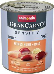 Produktbild von animonda Gran Carno Sensitive Adult 800g Dose Hundenassfutter Sparpaket 12 x 800 Gramm Reines Huhn + Reis