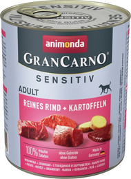 Produktbild von animonda Gran Carno Sensitive Adult 800g Dose Hundenassfutter Sparpaket 12 x 800 Gramm Reines Rind + Kartoffeln