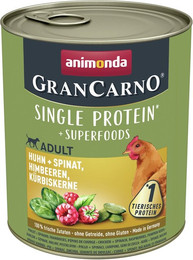 Produktbild von animonda Gran Carno Superfoods 800g Dose Hundenassfutter 6 x 800 Gramm Huhn + Spinat, Himbeeren, Kürbiskerne