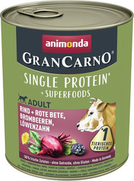 Produktbild von animonda Gran Carno Superfoods 800g Dose Hundenassfutter 6 x 800 Gramm Rind + Rote Bete, Brombeeren, Löwenzahn