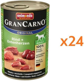Produktbild von ANIMONDA GranCarno Nassfutter mit Rind und Entenherzen für adulte Hunde getreidefrei 24x400g