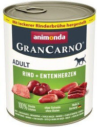 Produktbild von animonda GranCarno Original Nassfutter Hund Adult Rind und Entenherzen - 12 x 800 g
