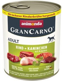 Produktbild von animonda GranCarno Original Nassfutter Hund Adult Rind und Kaninchen mit Kräutern - 12 x 800 g