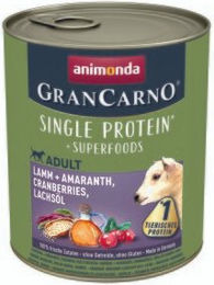 Produktbild von animonda GranCarno Single Protein Superfoods Nassfutter Hund Adult, Lamm und Amaranth, Cranberries, Lachsöl 12x800 g