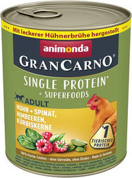 Produktbild von animonda GranCarno superfoods Huhn + Spinat + Himbeer + Kürbiskern 6x800g