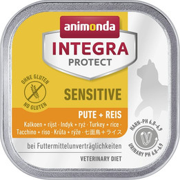 Produktbild von animonda Integra Protect Sensitive 100g Schale Katzennassfutter Sparpaket 32 x 100 Gramm Pute + Reis