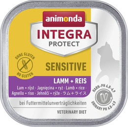Produktbild von animonda Integra Protect Sensitive 100g Schale Katzennassfutter Sparpaket 32 x 100 Gramm Sensitive Lamm + Reis