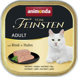Produktbild von animonda Vom Feinsten Adult 100g Schale Katzennassfutter Sparpaket 64 x 100 Gramm Rind + Huhn