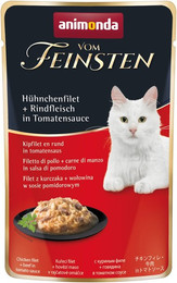 Produktbild von animonda Vom Feinsten Adult 50g Beutel Katzennassfutter 18 x 50 Gramm Hühnchenfilet + Rindfleisch in Tomatensauce