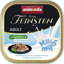 Produktbild von animonda Vom Feinsten Adult mit Milkies-Saucen 100g Schale Katzennassfutter Sparpaket 64 x 100 Gramm Kaninchen in Sahnesauce
