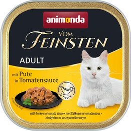 Produktbild von animonda Vom Feinsten Adult mit Sauce 100g Schale Katzennassfutter Sparpaket 64 x 100 Gramm Pute in Tomatensauce