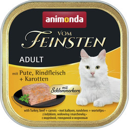 Produktbild von animonda Vom Feinsten Adult mit Schlemmerkern 100g Schale Katzennassfutter Sparpaket 64 x 100 Gramm Pute, Rindfleisch + Karotten