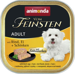 Produktbild von animonda Vom Feinsten Adult mit Schlemmerkern 150g Schale Hundenassfutter 22  x 150 Gramm Rind, Ei + Schinken