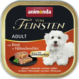 Produktbild von animonda Vom Feinsten Adult mit Schlemmerkern 150g Schale Hundenassfutter 22 x 150 Gramm Rind + Hähnchenfilet
