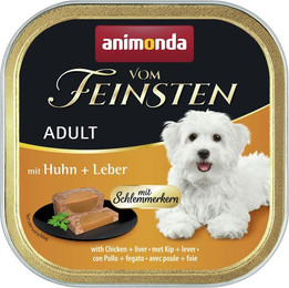 Produktbild von animonda Vom Feinsten Adult mit Schlemmerkern 150g Schale Hundenassfutter Sparpaket 44 x 150 Gramm Huhn + Leber