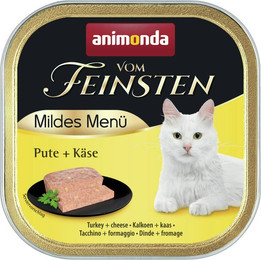Produktbild von animonda Vom Feinsten Mildes Menü 100g Schale Katzennassfutter Sparpaket 64 x 100 Gramm Pute + Käse