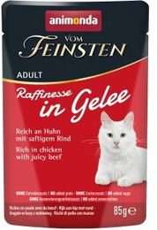 Produktbild von animonda Vom Feinsten Nassfutter Katze, Adult, Raffinesse, in Gelee, Huhn mit Rind 24x85 g