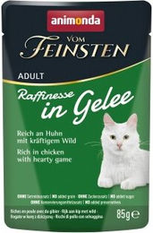 Produktbild von animonda Vom Feinsten Nassfutter Katze, Adult, Raffinesse, in Gelee, Huhn mit Wild 24x85 g