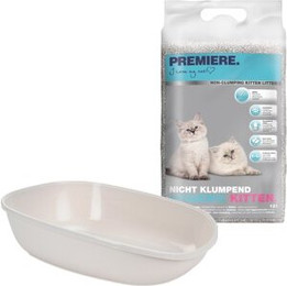 Produktbild von AniOne Junior Set PREMIERE Kittenstreu Hygienic 12 l + AniOne Junior Toilette offen beige