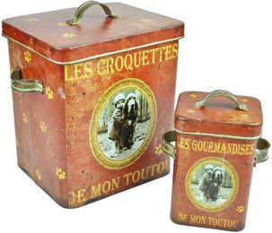 Produktbild von AnticLine Futterbehälter 2er Set Metall rot