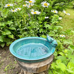 Produktbild von Antikas Futterstation Vogeltränke Oval aus Keramik Petrol