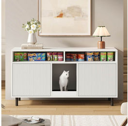 ANYSUN Tierhaus Katzenkloschrank mit Sandfangmatte und Stauraum,Katzenschrank, Katzenmöbel mit Belüftung,Ohne Katzenklo,für 2 Katzenklos – Bild 1 von 5