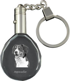 Produktbild von Appenzeller Sennenhund - Anhänger mit Hundefoto, Kristall-Schlüsselring in Geschenkbox, ein einzigartiges Geschenk von Art-Dog transparent