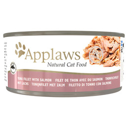 Produktbild von Applaws 100% Natural Premium Katzennassfutter Thunfischfilet mit Lachs in Brühe - 24 x 156 g