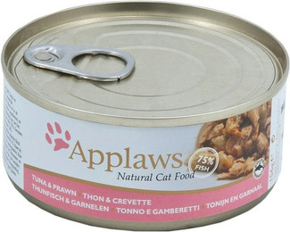 Produktbild von Applaws 156g Katzennassfutter Sparpaket 48 x 156 Gramm Thunfisch & Garnelen