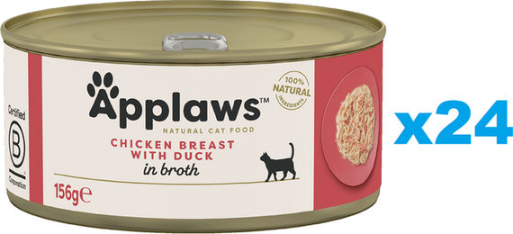 Produktbild von APPLAWS Cat Adult Chicken Breast with Duck in Broth Hähnchenbrust mit Ente in Brühe 24x156g