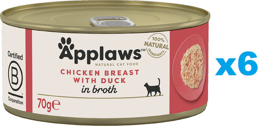 Produktbild von APPLAWS Cat Adult Hähnchenbrust mit Ente in Brühe - 6 x 70 g