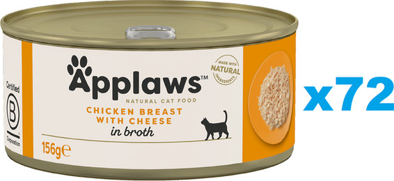 Produktbild von APPLAWS Cat Adult Hähnchenbrust mit Käse in Brühe - 72 x 156 g