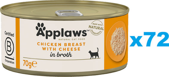Produktbild von APPLAWS Cat Adult Hähnchenbrust mit Käse in Brühe - 72 x 70 g