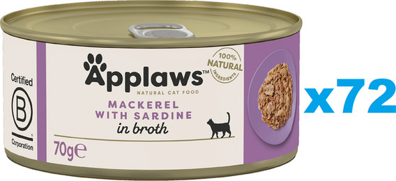 Produktbild von APPLAWS Cat Adult Makrele und Sardine in Brühe - 72 x 70 g