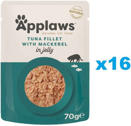 Produktbild von APPLAWS Cat Adult Pouch Thunfischfilet mit Makrele in Gelee - 16 x 70 g
