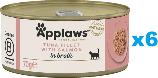 Produktbild von APPLAWS Cat Adult Thunfisch mit Lachs in Brühe - 6 x 70 g