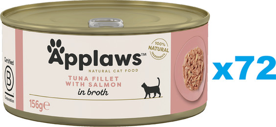 Produktbild von APPLAWS Cat Adult Thunfisch mit Lachs in Brühe - 72 x 156 g