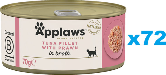 Produktbild von APPLAWS Cat Adult Thunfisch und Garnelen in Brühe - 72 x 70 g