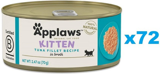 Produktbild von APPLAWS Cat Kitten Thunfisch in Brühe - 72 x 70 g