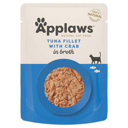 Produktbild von Applaws Cat Natural in Brühe Thunfischfilet mit Krabben - 12 x 70 g