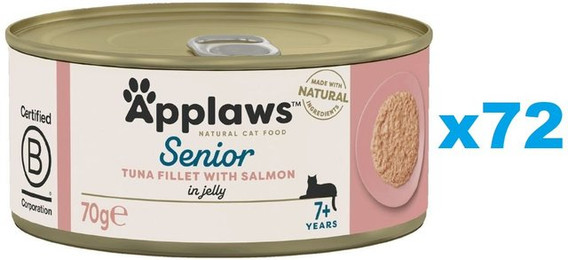 Produktbild von APPLAWS Cat Senior Thunfisch mit Lachs in Gelee - 72 x 70 g