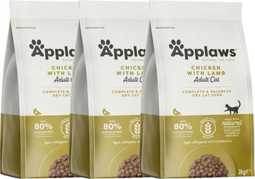 Produktbild von Applaws Complete and Grain Free Trockenfutter für Katzen mit Huhn und Lamm - 3 x 2 kg