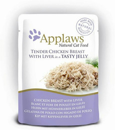 Produktbild von Applaws Gelee 70g Beutel Katzennassfutter Sparpaket 32 x 70 Gramm Huhn mit Hühnerleber