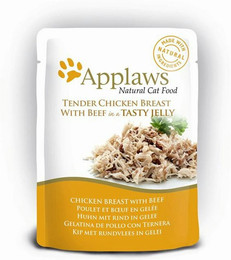 Produktbild von Applaws Gelee 70g Beutel Katzennassfutter Sparpaket 32 x 70 Gramm Huhn mit Rind