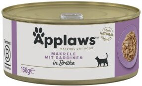 Produktbild von Applaws Nassfutter Katze Adult Makrele mit Sardine in Brühe - 96 x 156 g