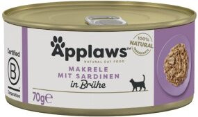 Produktbild von Applaws Nassfutter Katze Adult Makrele mit Sardine in Brühe - 24 x 70 g