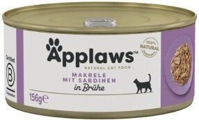 Produktbild von Applaws Nassfutter Katze Adult Makrele mit Sardine in Brühe - 24 x 156 g